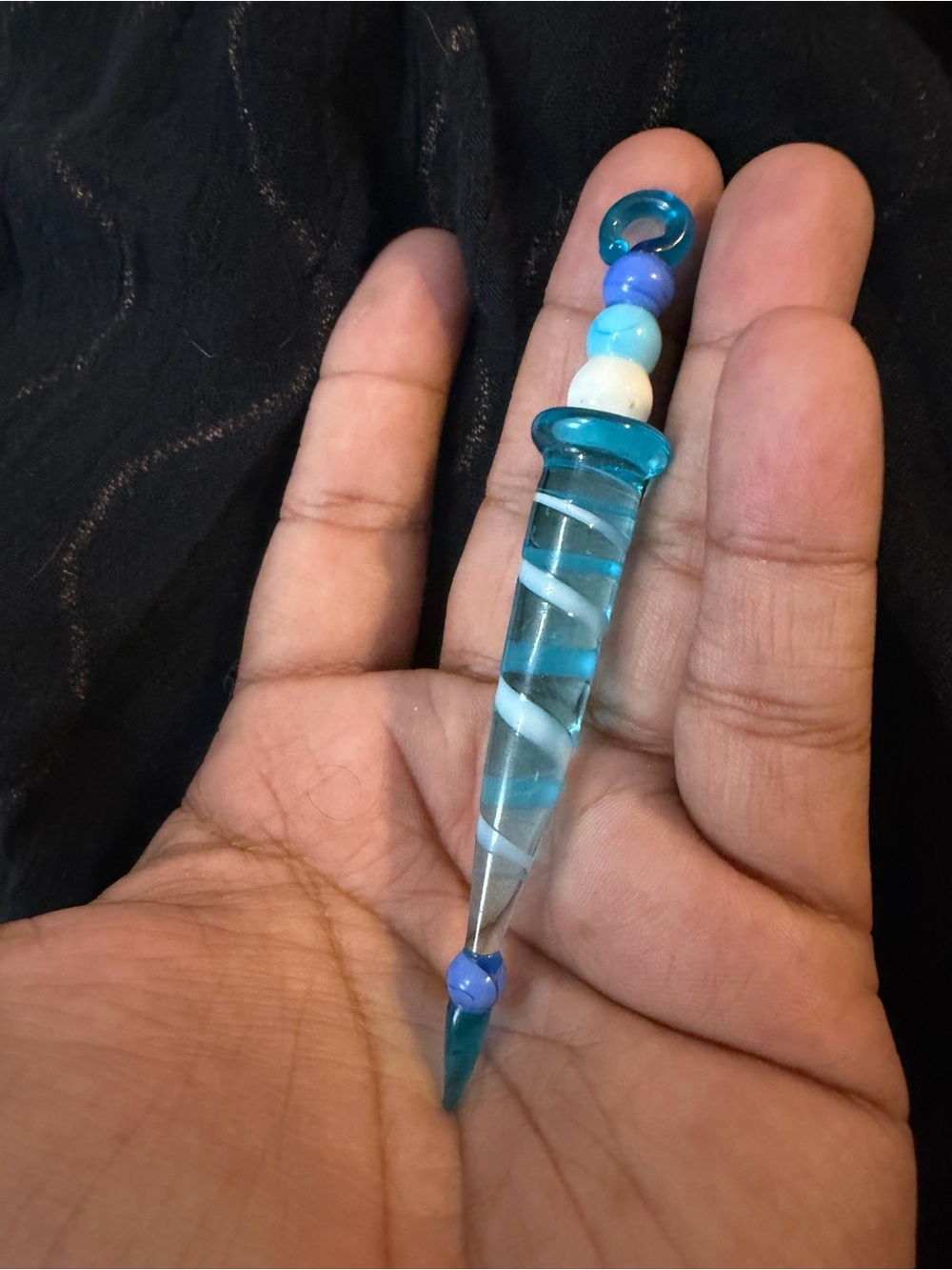 Handmade Aqua Blue Glass Pendant Necklace dab